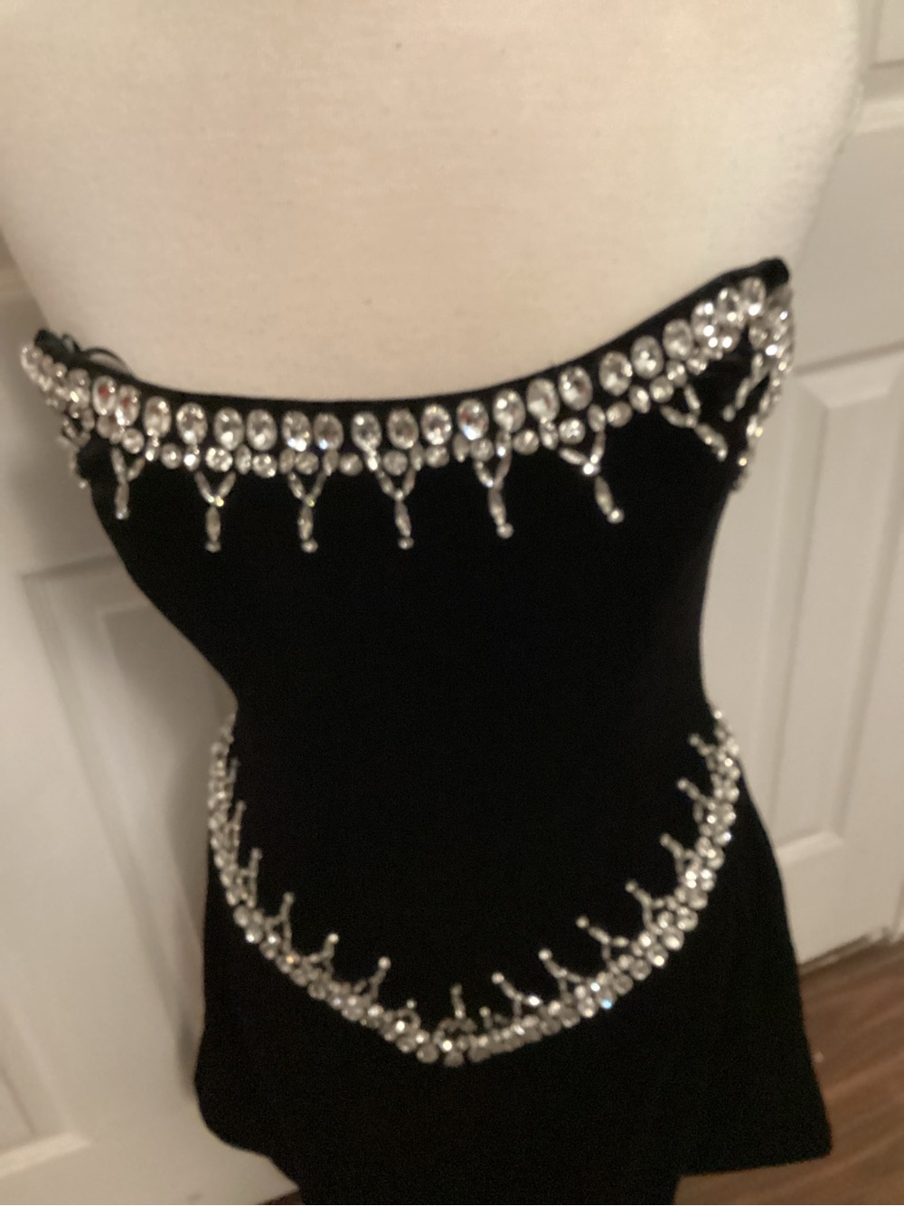 AKIRA Black Velvet Strapless Mini Dress with Crystal Accents - Picture 3 of 5
